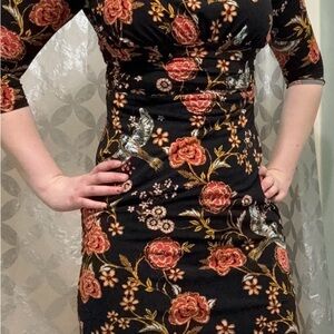 Elegant Floral Long Sleeve Dress